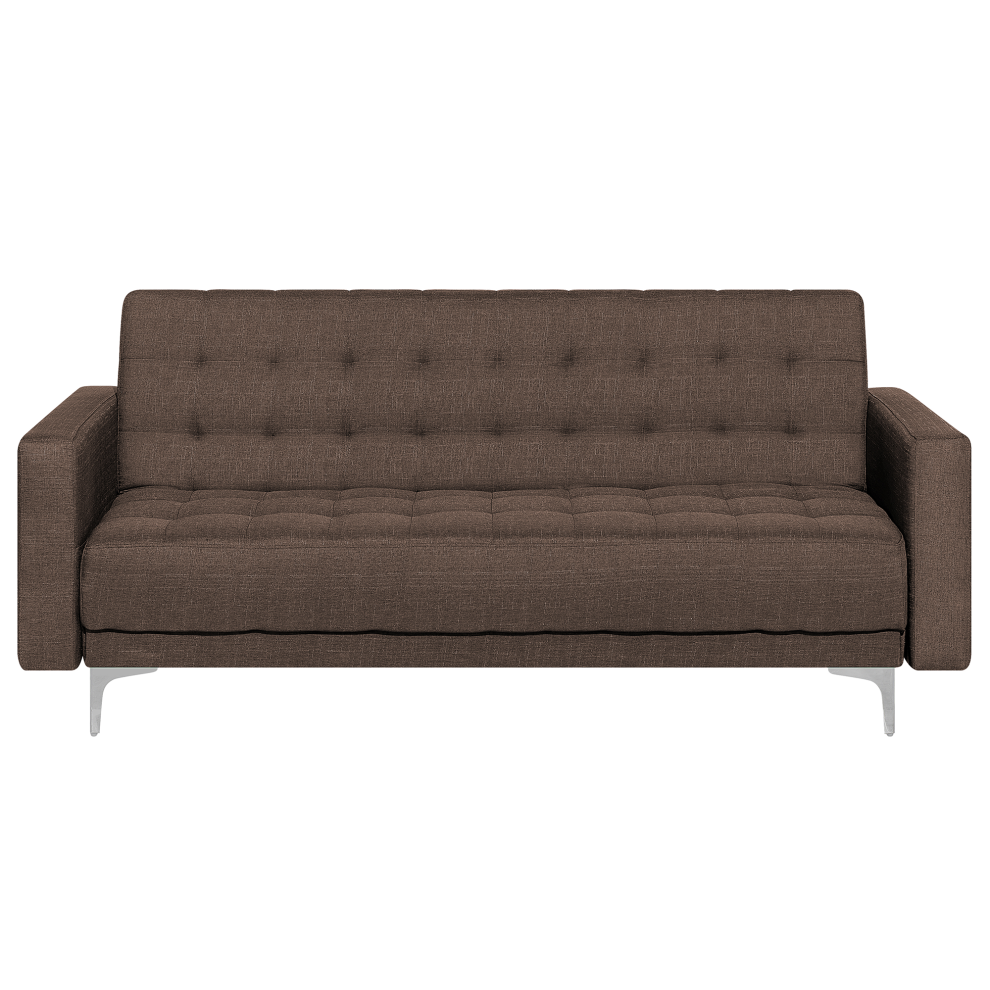 Sofa Bed ABERDEEN Fabric Dark Brown 3 Seater