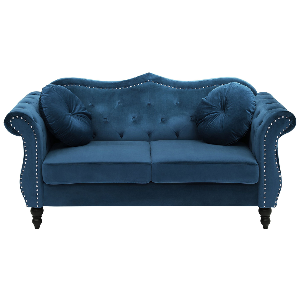 2 Seater Velvet Sofa Navy Blue SKIEN