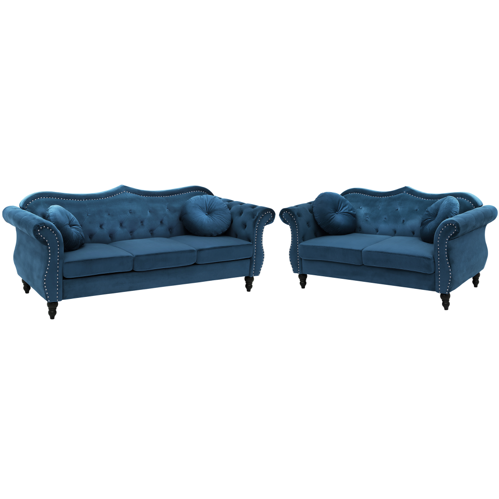 Velvet Sofa Set Navy Blue SKIEN