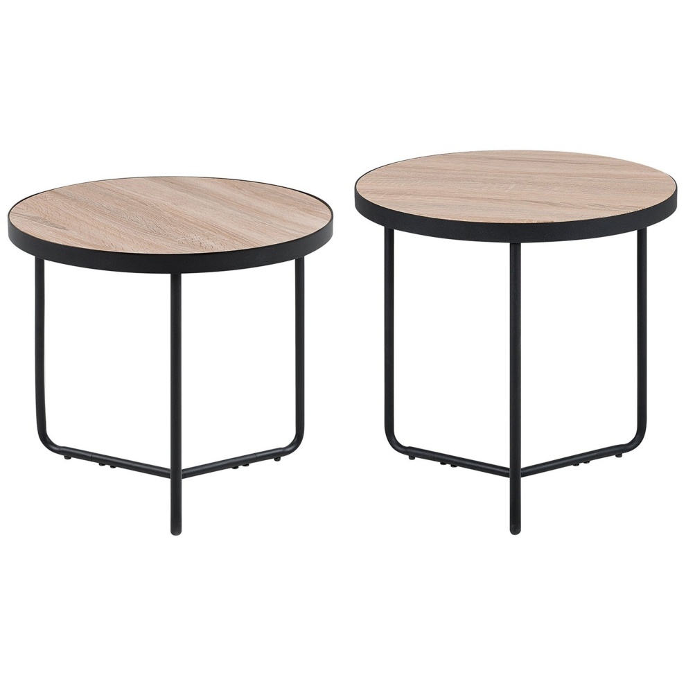 Set of 2 Coffee Tables MELODY Light Brown