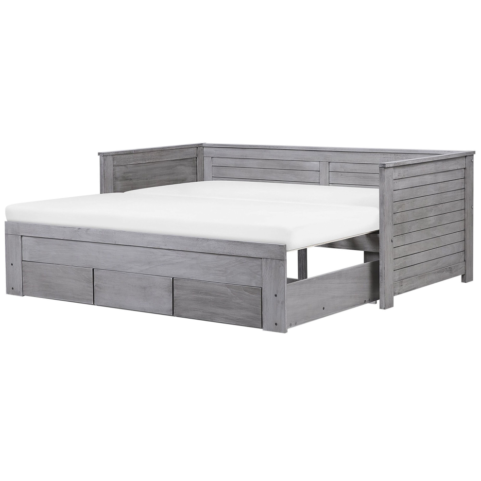 Bed with Storage Drawers Wood CAHORS 90 x 200 cm (EU Single) Grey