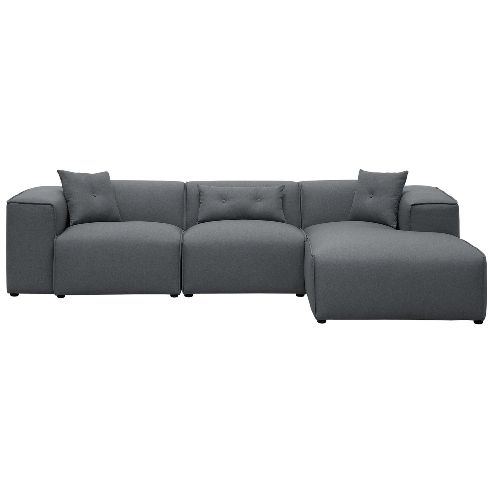 Corner Sofa 3 Seater DOLVA Fabric Dark Grey Left Hand