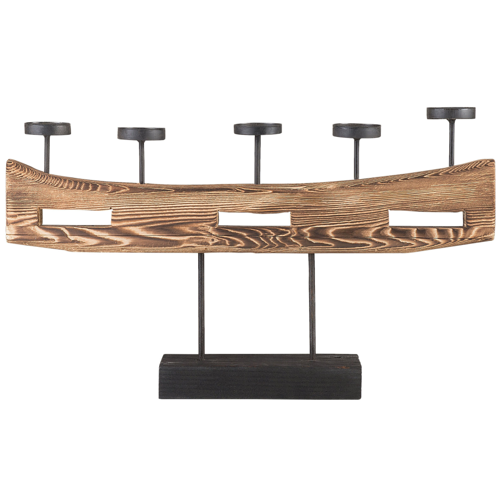 Candle Holder GUATEMALA Pine Wood 36 cm Brown