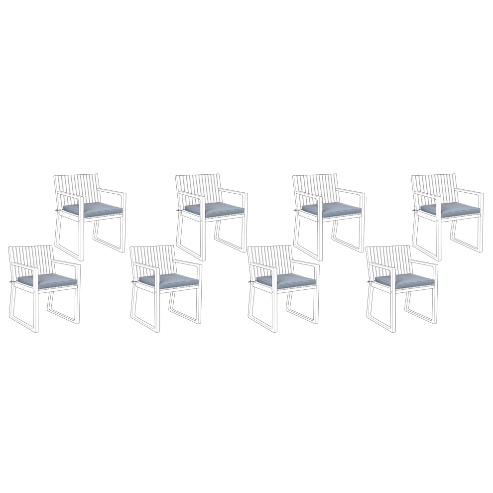 Set of 8 Garden Chair Cushions SASSARI 46 x 46 cm Blue