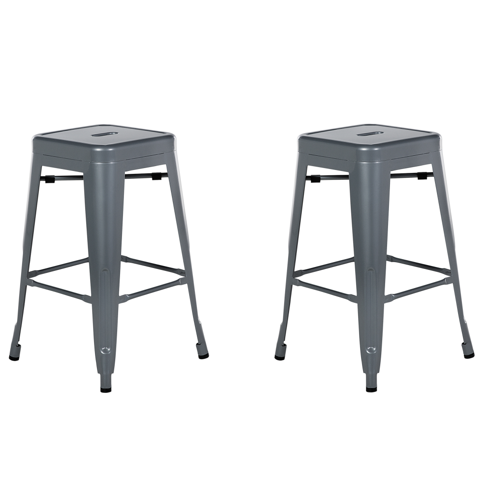 Set of 2 Bar Stools CABRILLO Metal Grey