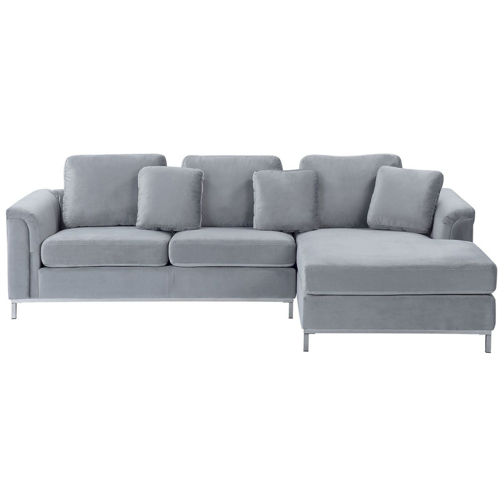 Corner Sofa OSLO Velvet Grey 4 Seater Left Hand