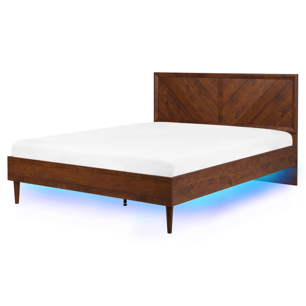 Bed with LED MIALET 160 x 200 cm (EU King Size) Dark Brown