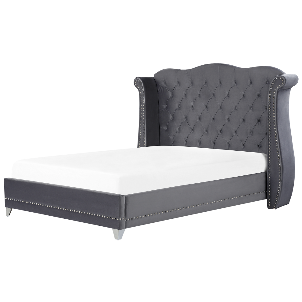 Bed Velvet AYETTE 180 x 200 cm (EU Super King) Grey