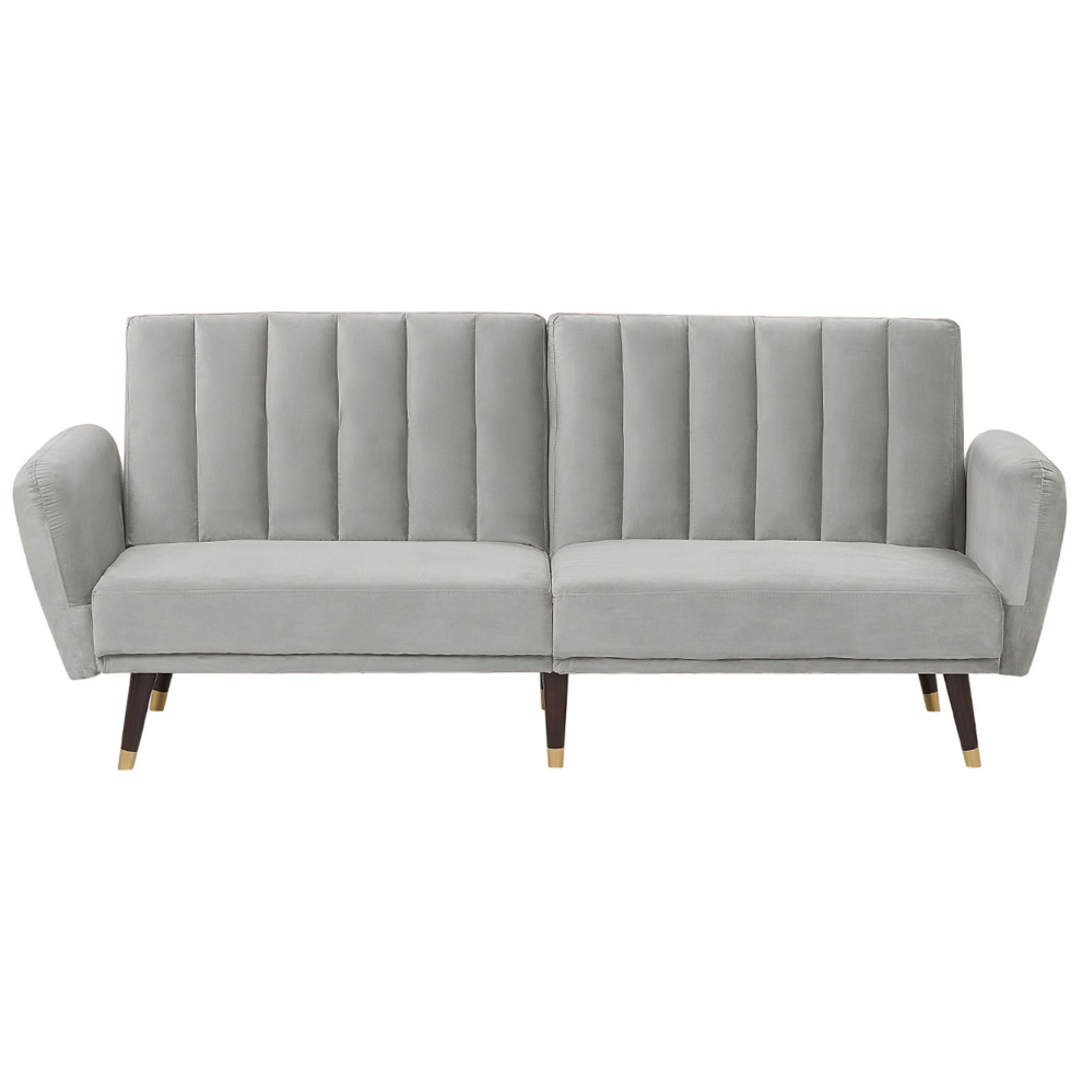 Velvet Sofa Bed Light Grey VIMMERBY