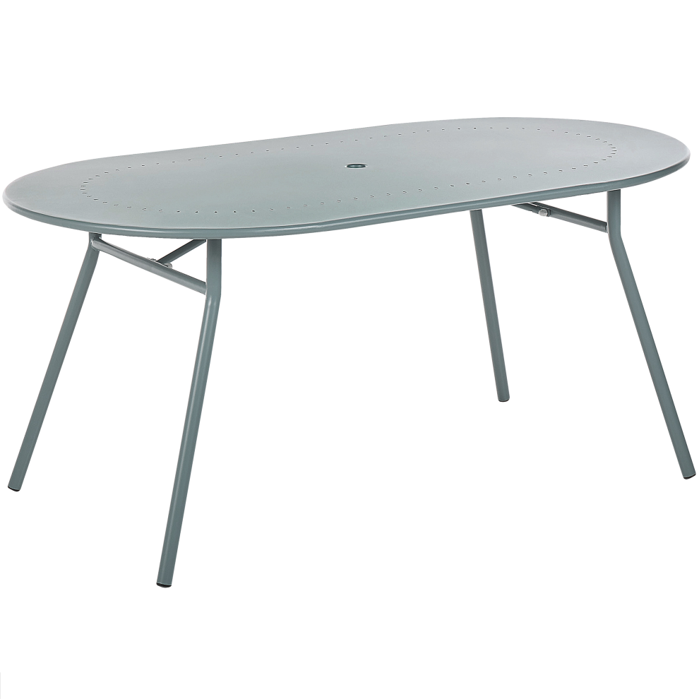 Garden Dining Table CALVI 90 cm 160 cm Metal Light Blue