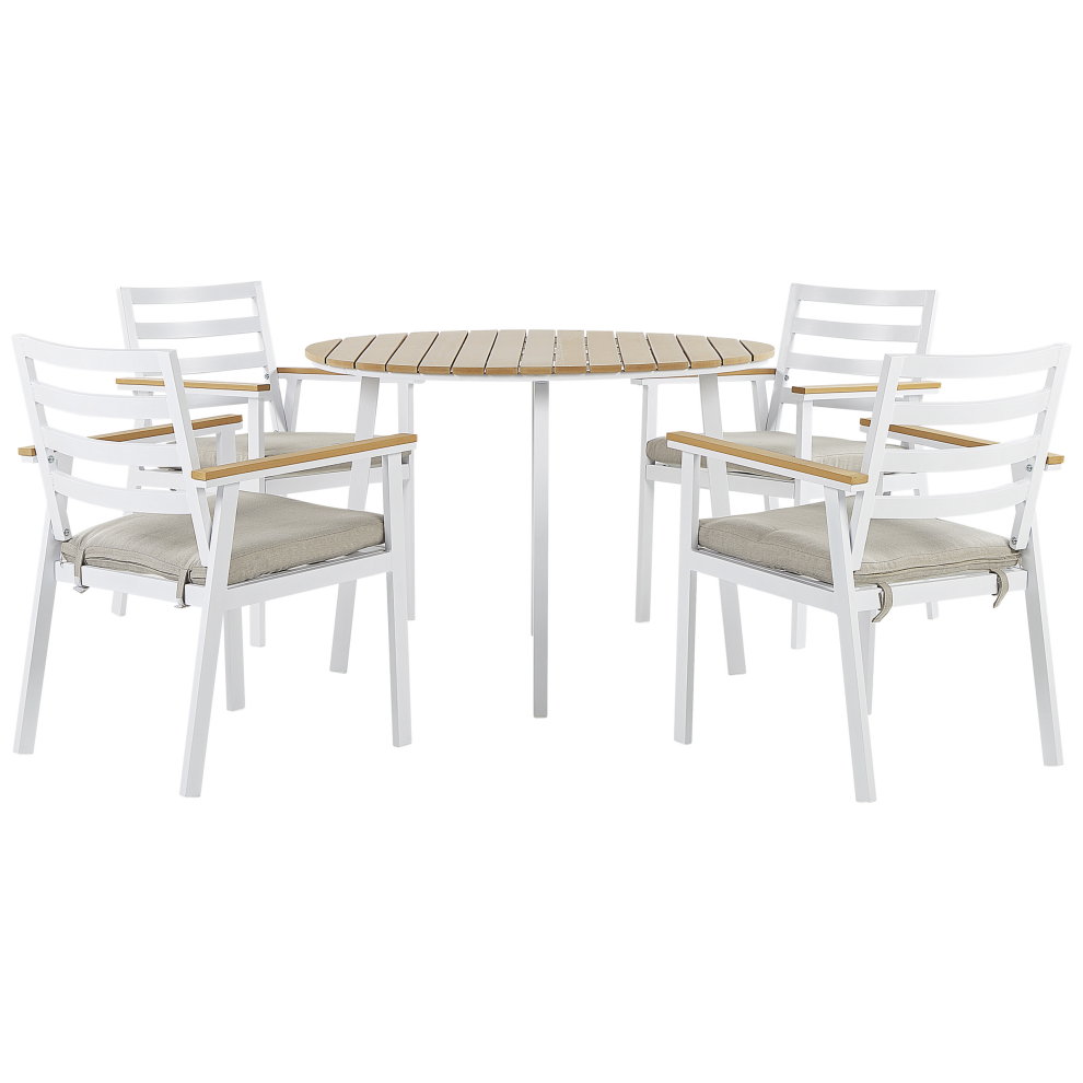 Garden Dining Set 4 Seater CAVOLI with Cushions Metal Beige