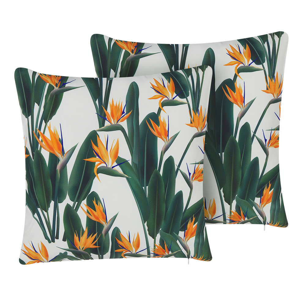 Set of 2 Outdoor Cushions TSOTYLI Floral Pattern 45 x 45 cm Green