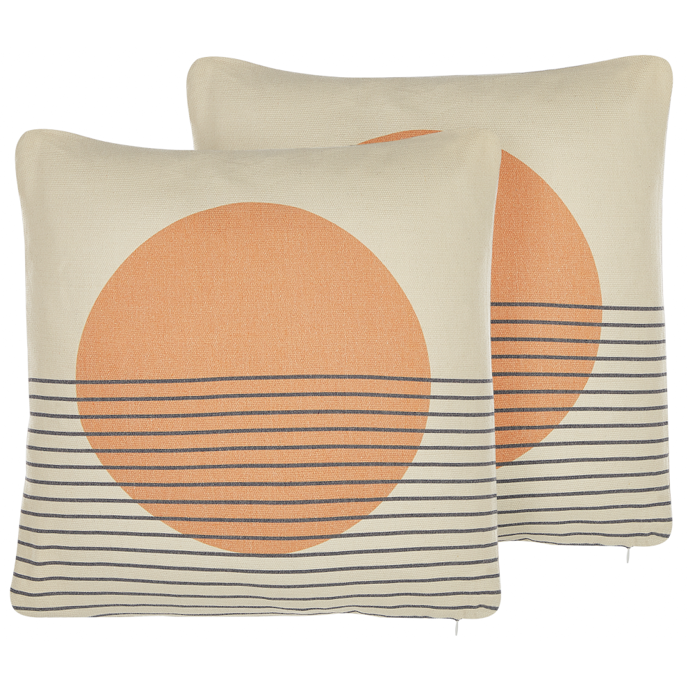 Set of 2 Decorative Cushions MOONFLOWER 45 x 45 cm White Geometric Pattern