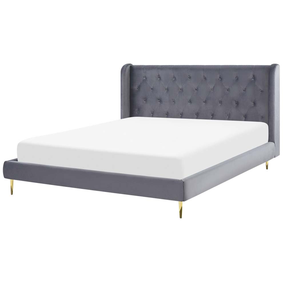 Bed Velvet FORBACH 180 x 200 cm (EU Super King) Grey