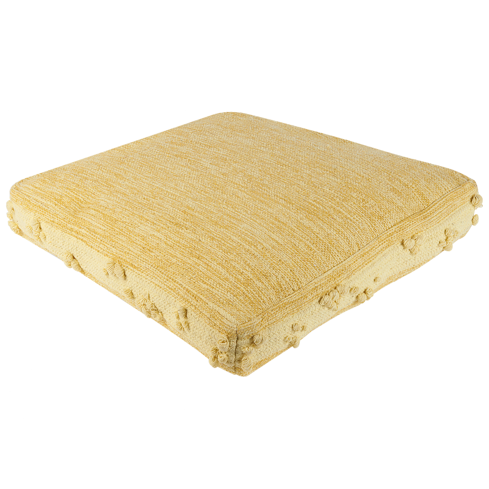 Cotton Floor Cushion 60 x 60 x 12 cm Yellow CLONE