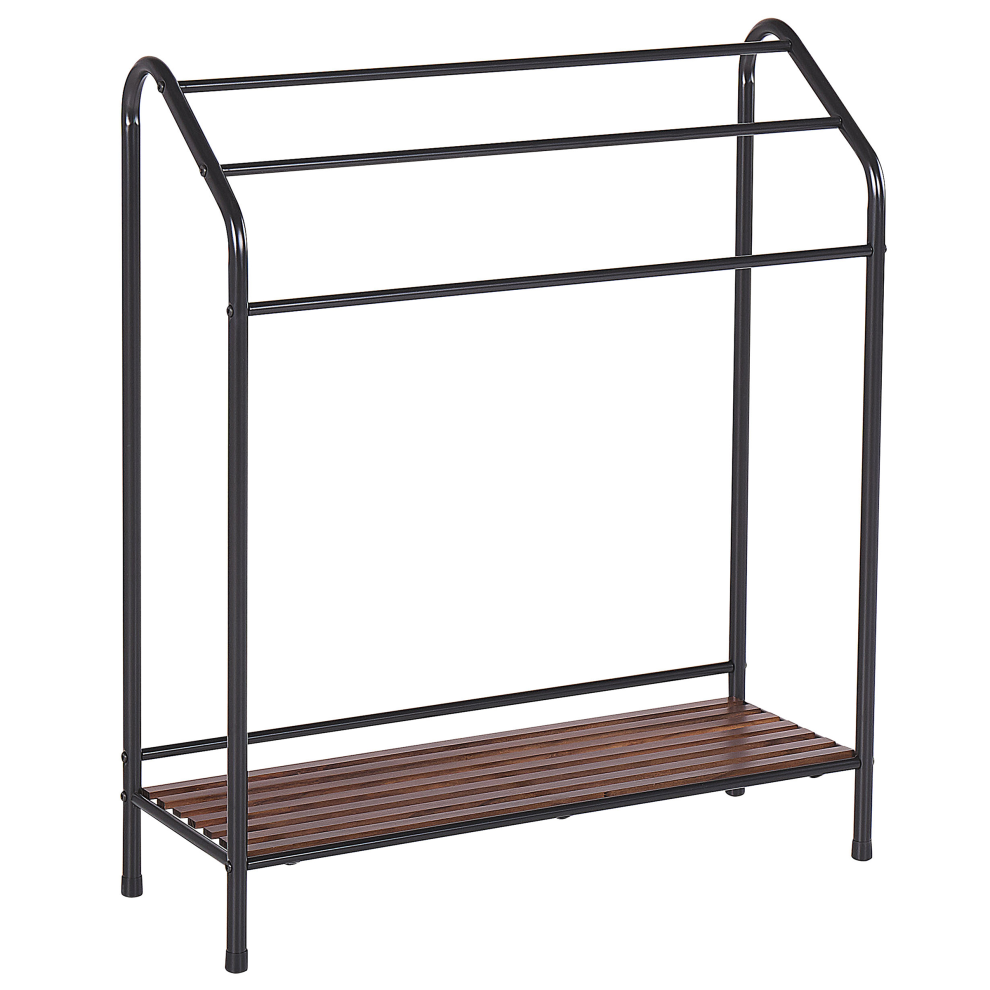 Towel Stand with Shelf MURIVA Metal Black