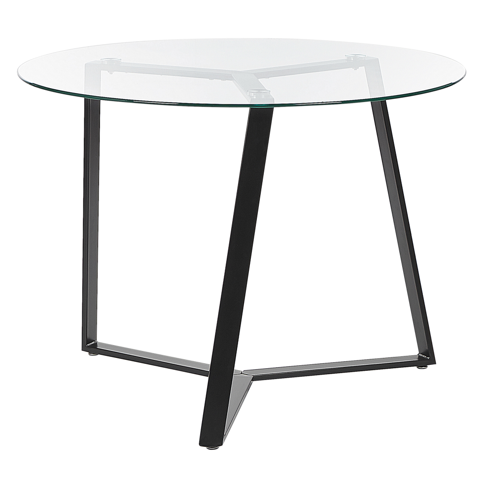 Dining Table KEBRI Black 100 cm 100 cm Tempered Glass