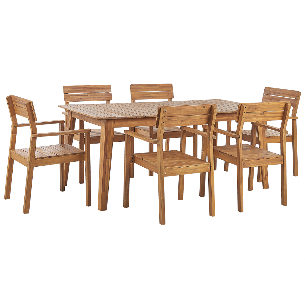 Garden Dining Set 6 Seater FORNELLI Acacia Wood Brown
