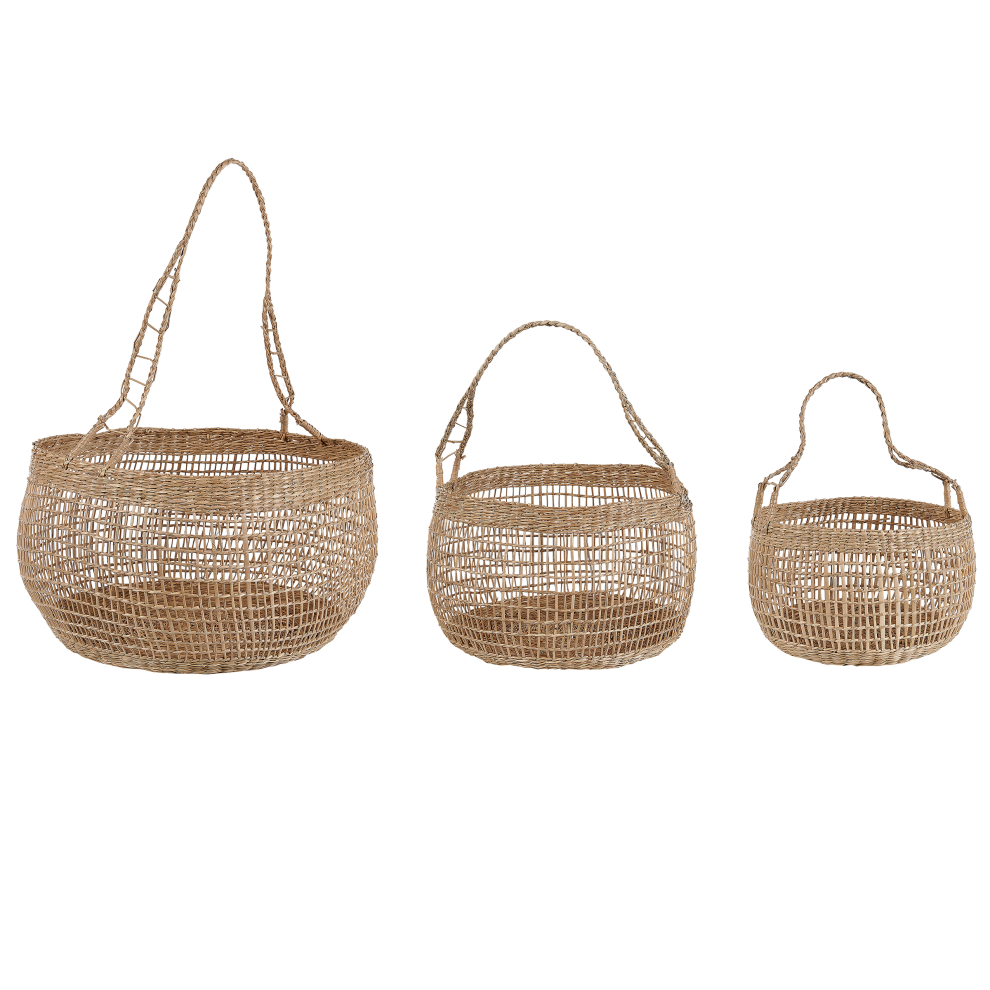 Set of 3 Baskets ARAPAIMA Seagrass Natural