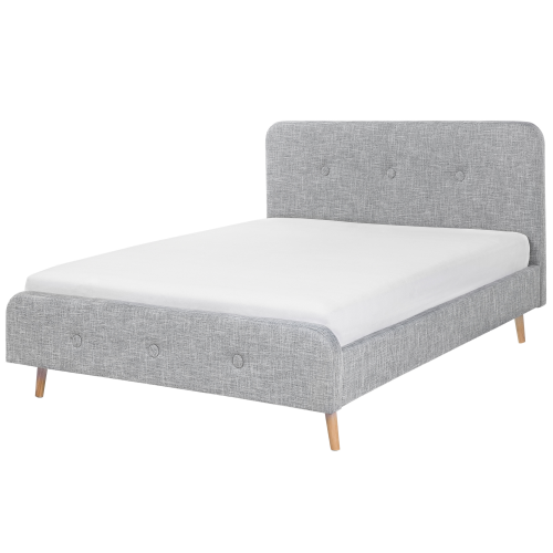 Beliani Bed Fabric RENNES 180 x 200 cm (EU Super King) Light Grey