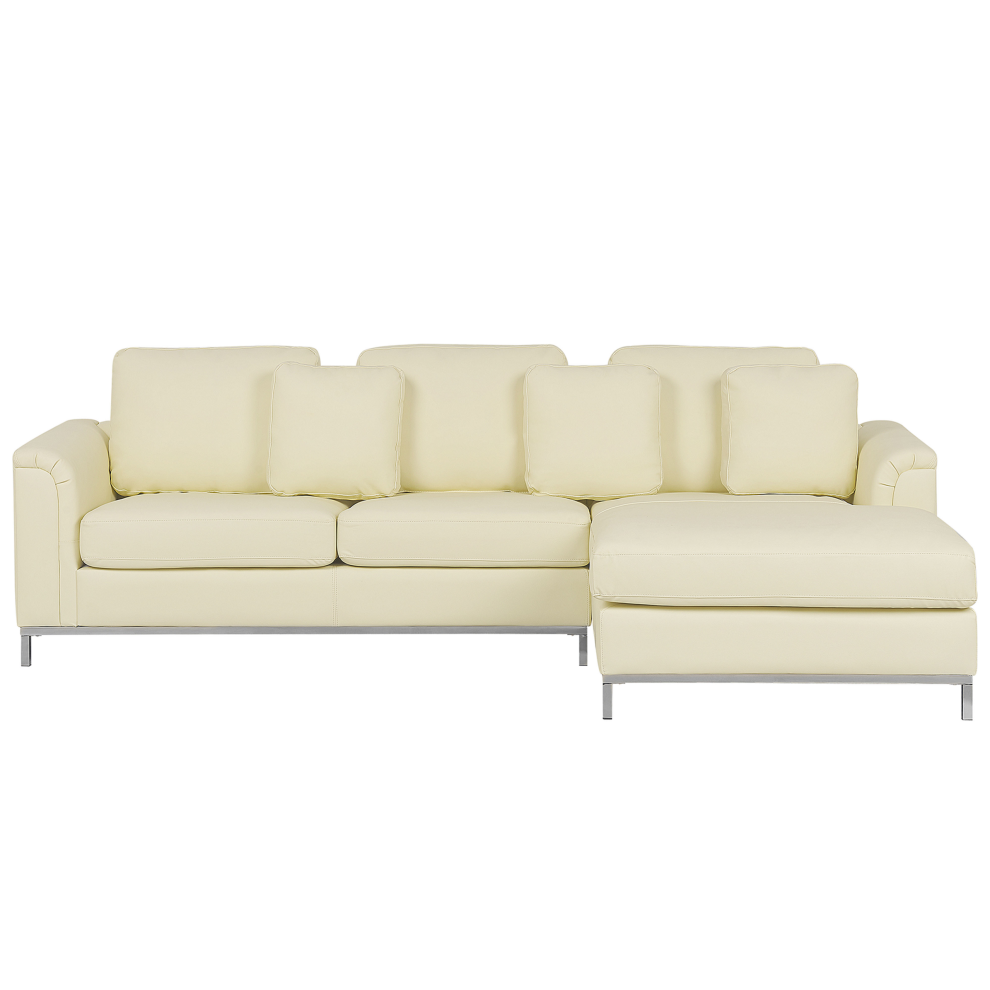 Corner Sofa OSLO Leather Cream 4 Seater Left Hand