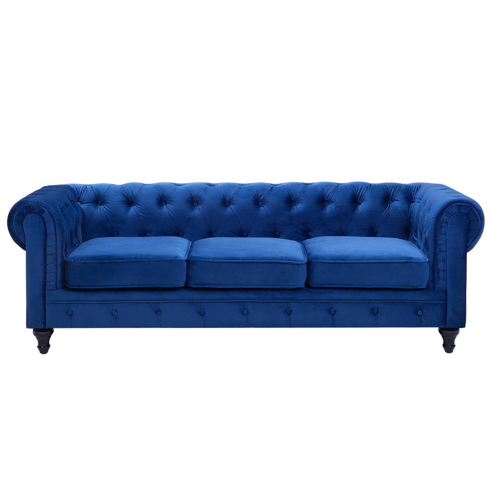 Sofa CHESTERFIELD Velvet Navy Blue 3 Seater