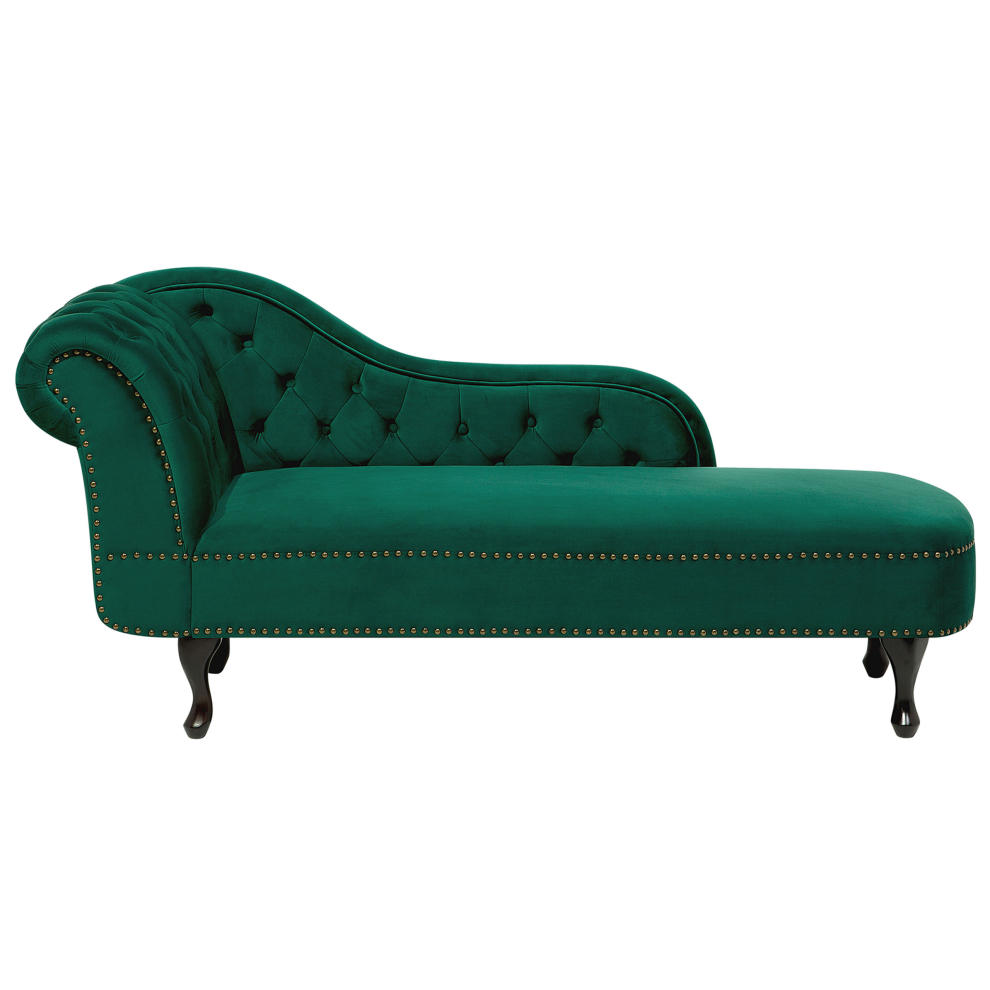 Left Hand Chaise Lounge Velvet Green NIMES