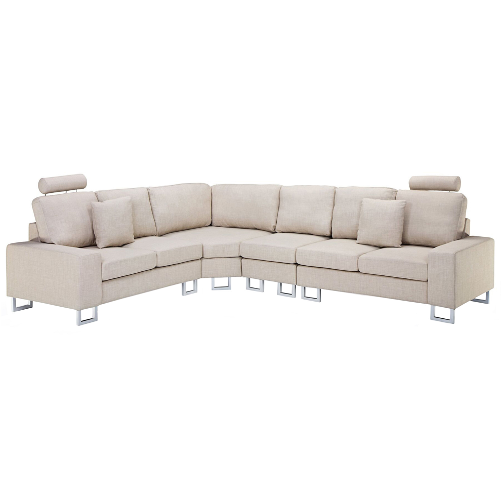 Corner Sofa STOCKHOLM Fabric Beige 6 Seater Right Hand
