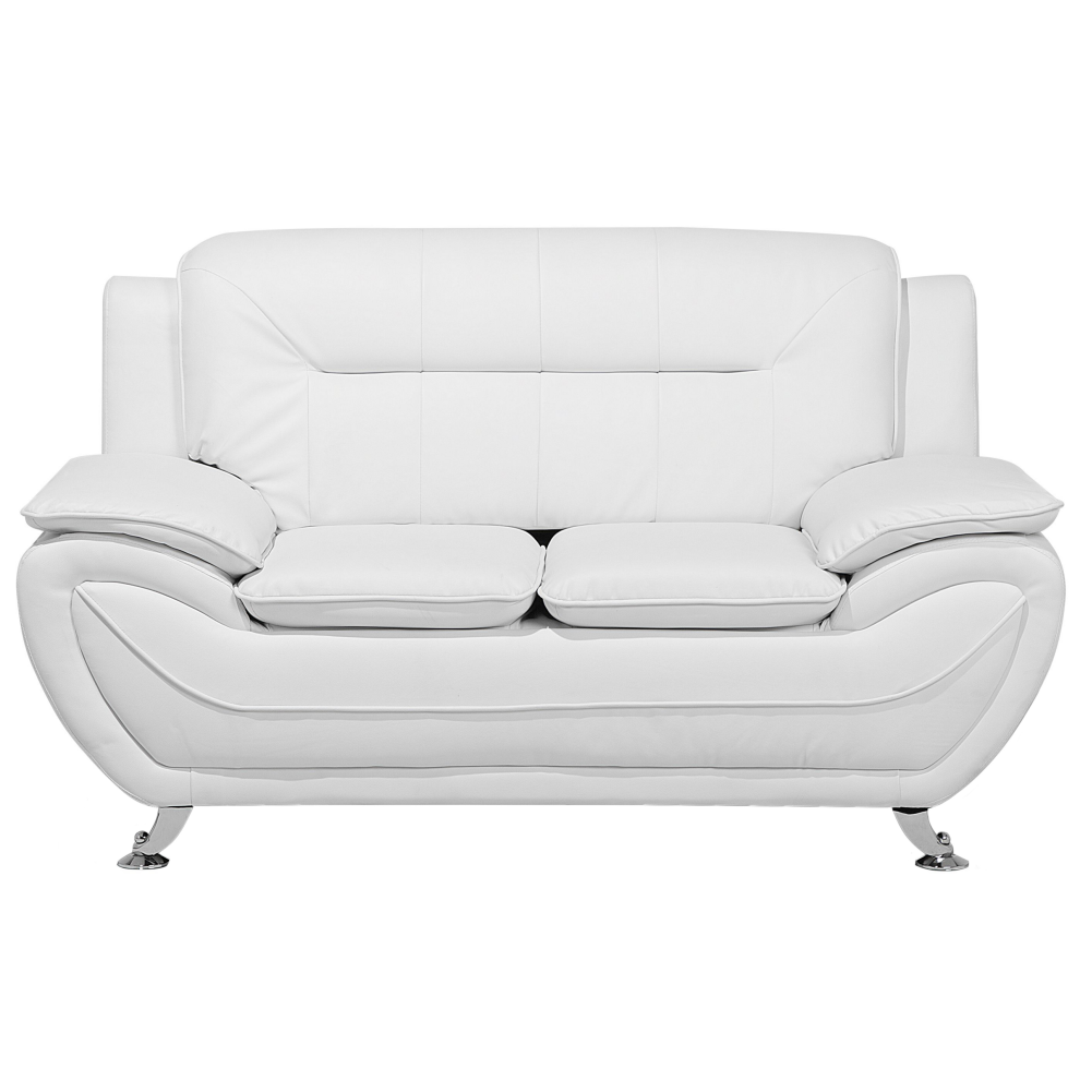 Sofa LEIRA Faux Leather White 2 Seater