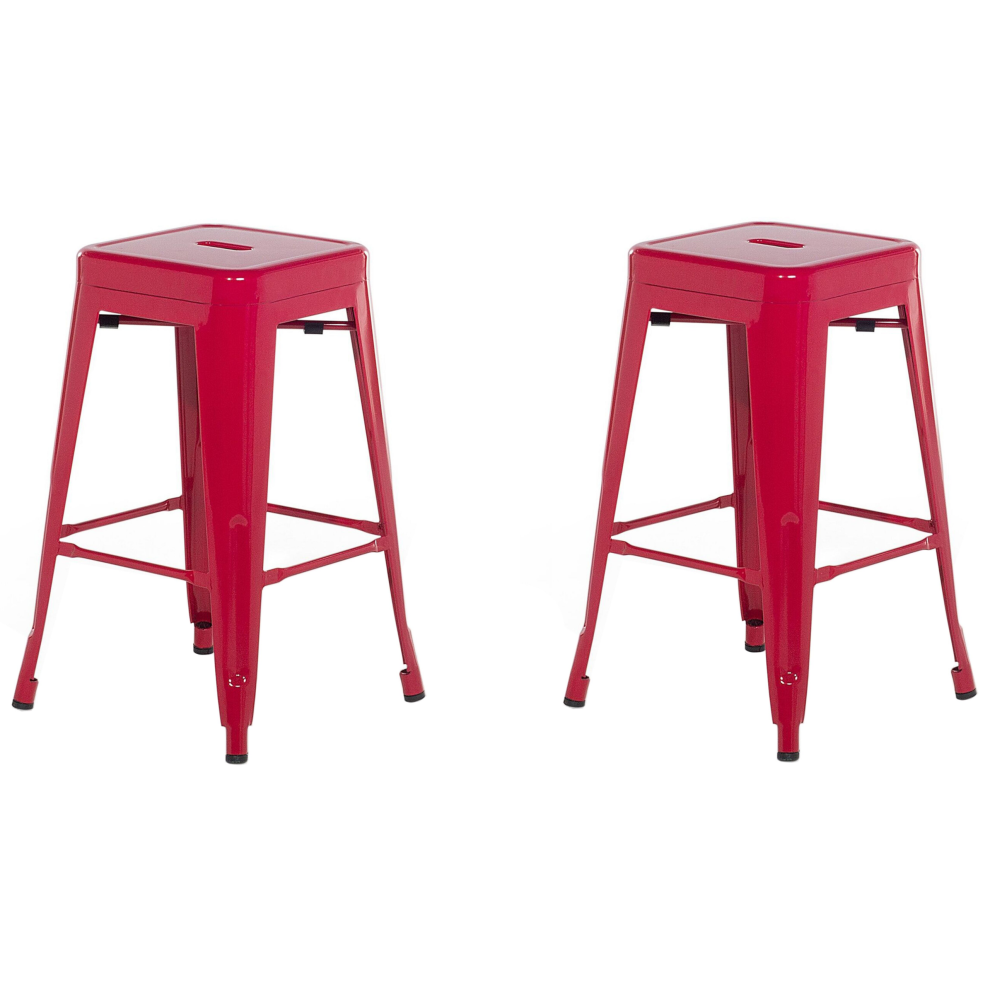Set of 2 Bar Stools CABRILLO Metal Red