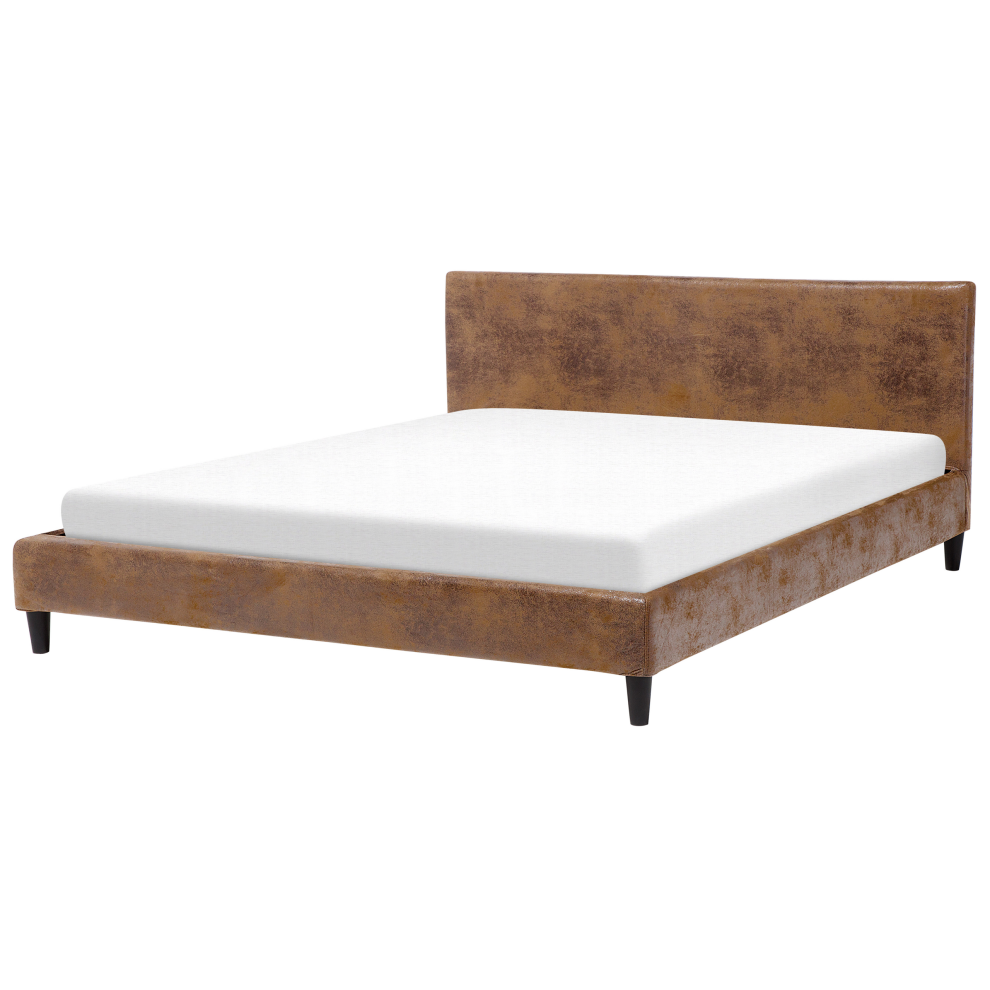 Bed Faux Leather FITOU 180 x 200 cm (EU Super King) Brown