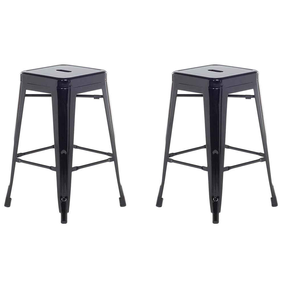 Set of 2 Bar Stools CABRILLO Metal Black