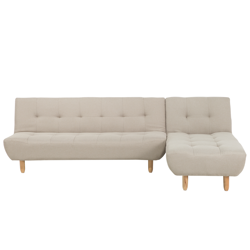 Left Hand Fabric Corner Sofa Bed Beige ALSTEN