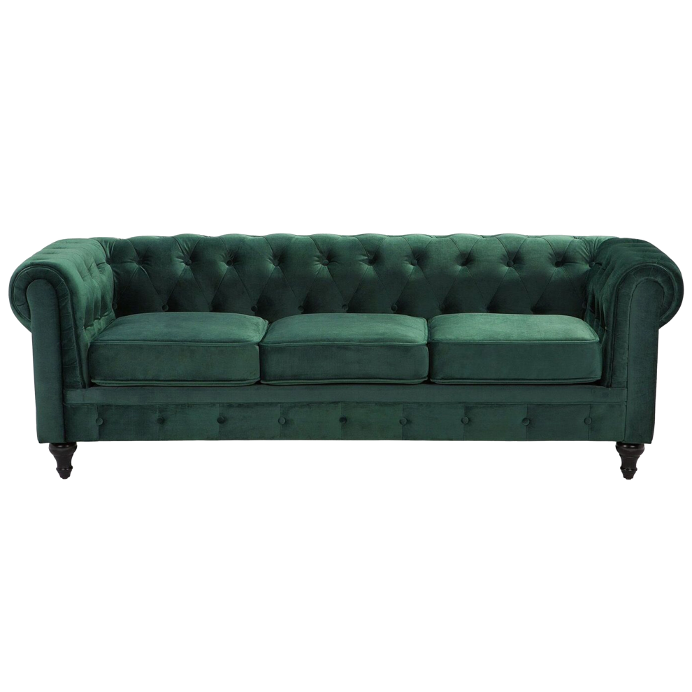 Sofa CHESTERFIELD Velvet Emerald Green 3 Seater