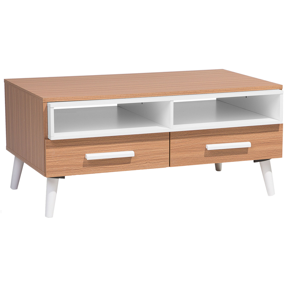 Coffee Table ALLOA Light Brown/ White with Storage