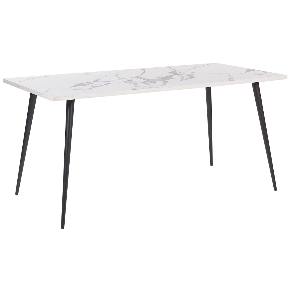 Dining Table For 6 SANTIAGO 160 Cm 80 Cm Marble Effect White