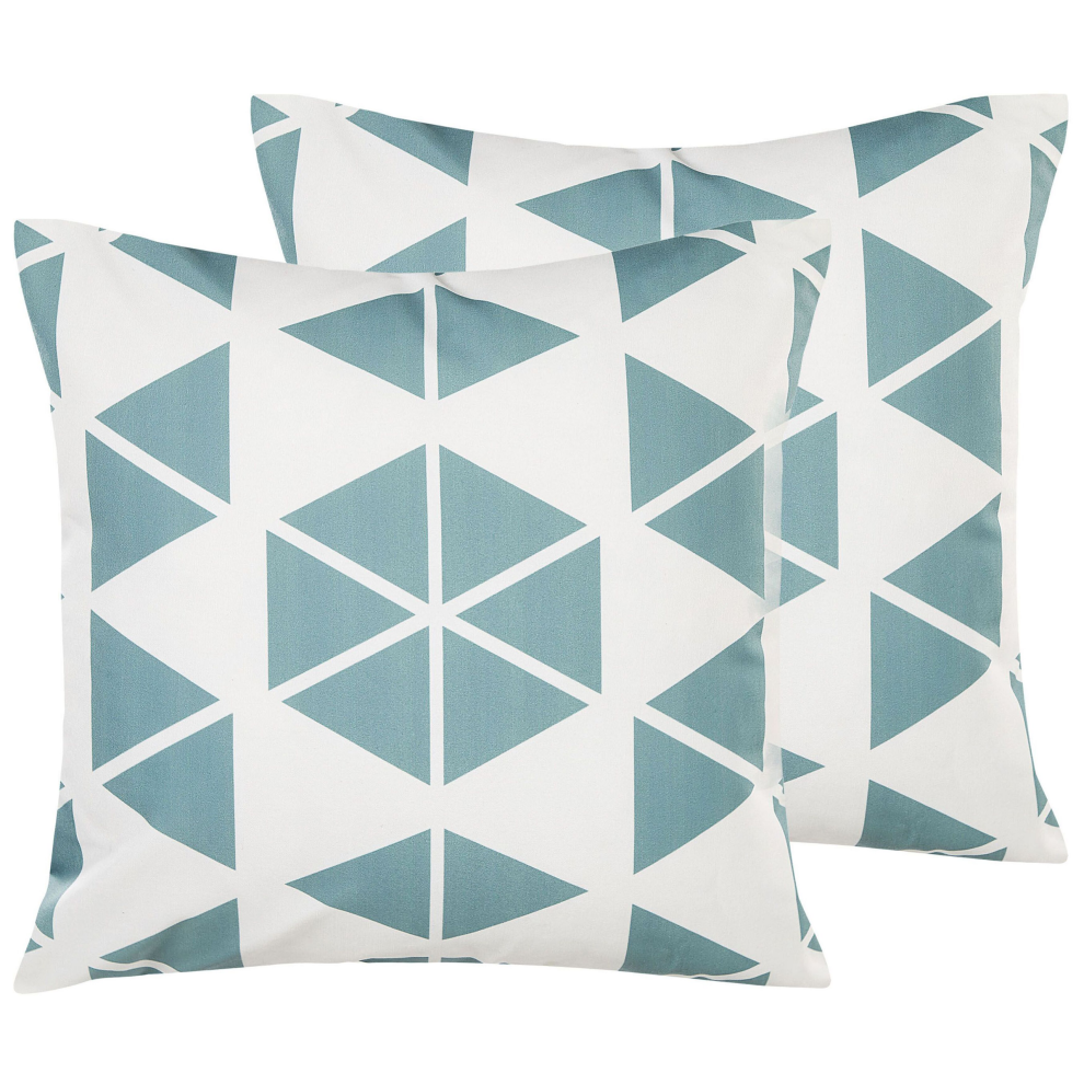 Set of 2 Outdoor Cushions RIGOSA Geometric Pattern 45 x 45 cm Light Blue