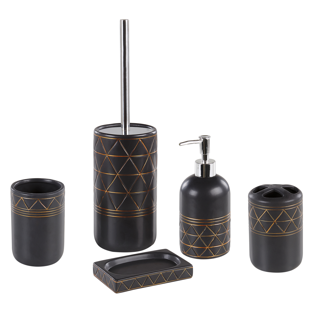 5-Piece Bathroom Accessories Set LANCO Ceramic Black