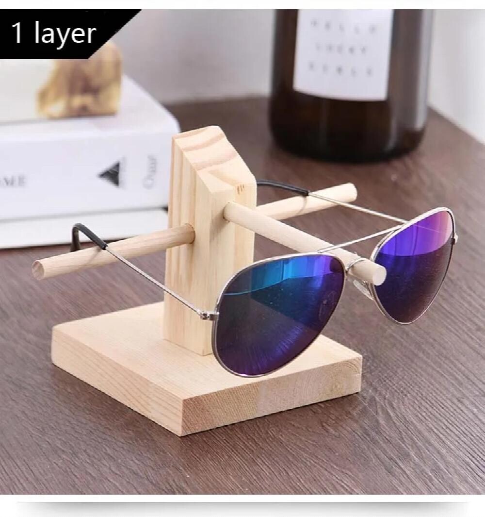 Wood Sunglasses Eyeglass Rack Glasses Display St AndHolder Organizer 1-10 Pairs - Wood Color, Double Lines For 12 Pairs (Color : Wood Color, Size