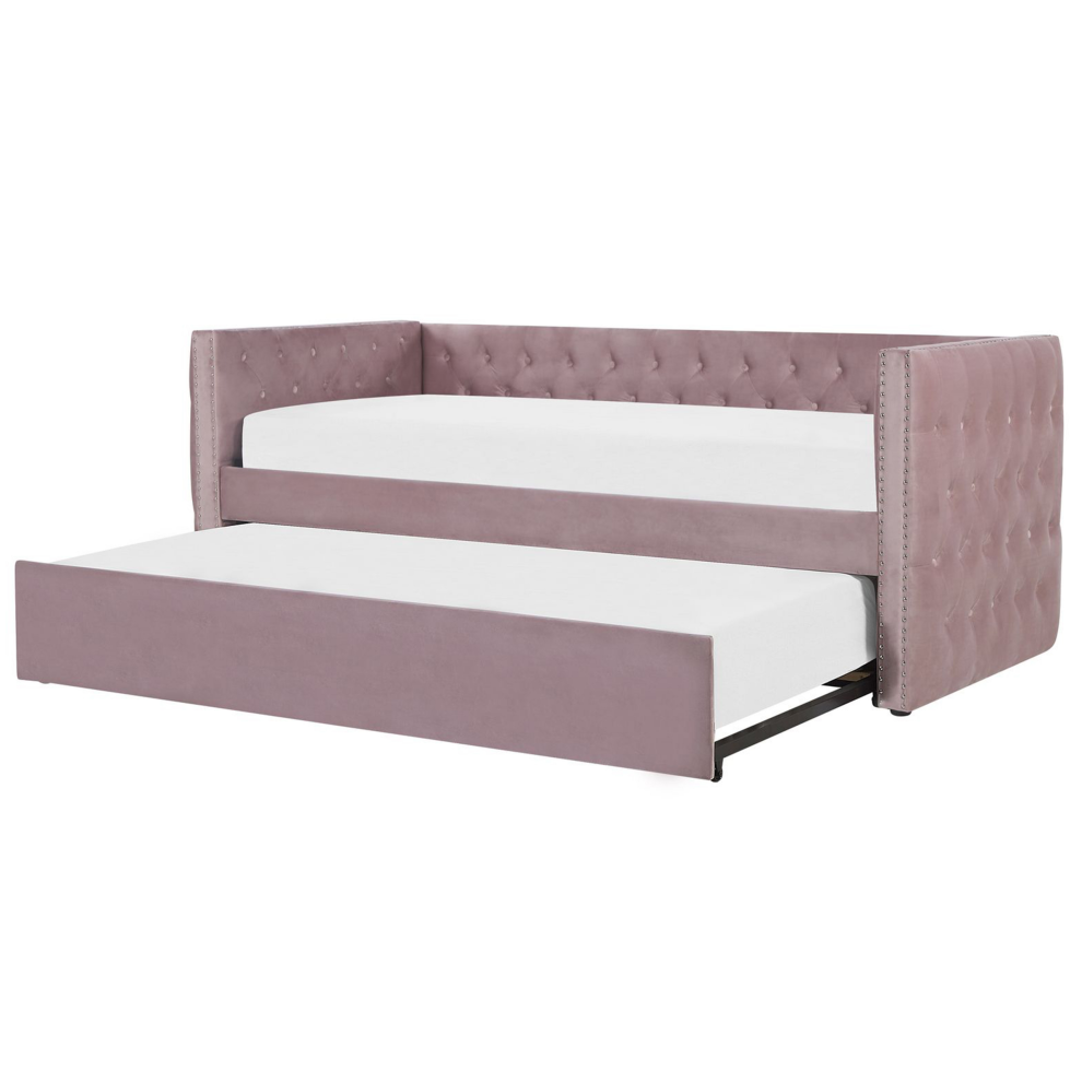 Trundle Bed Velvet GASSIN 90 x 200 cm (EU Single) Pink