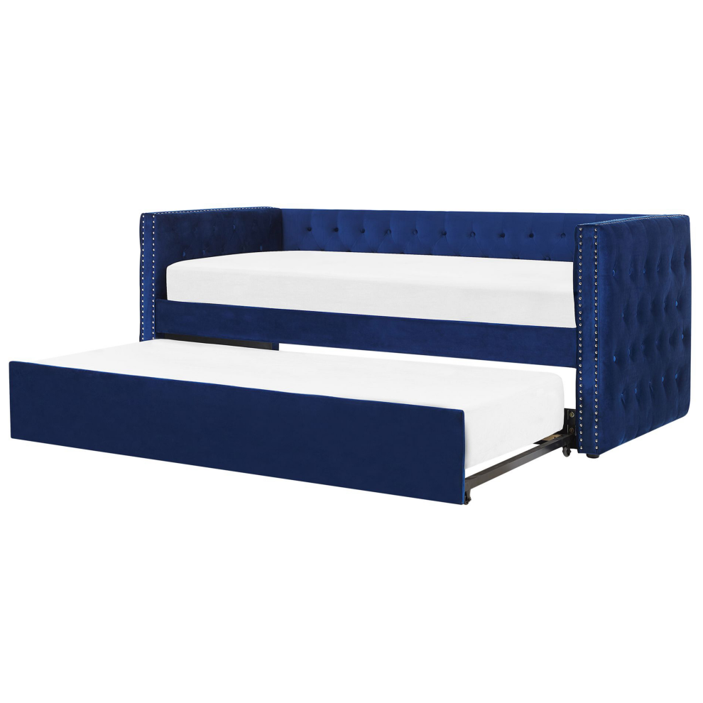 Trundle Bed Velvet GASSIN 90 x 200 cm (EU Single) Navy Blue