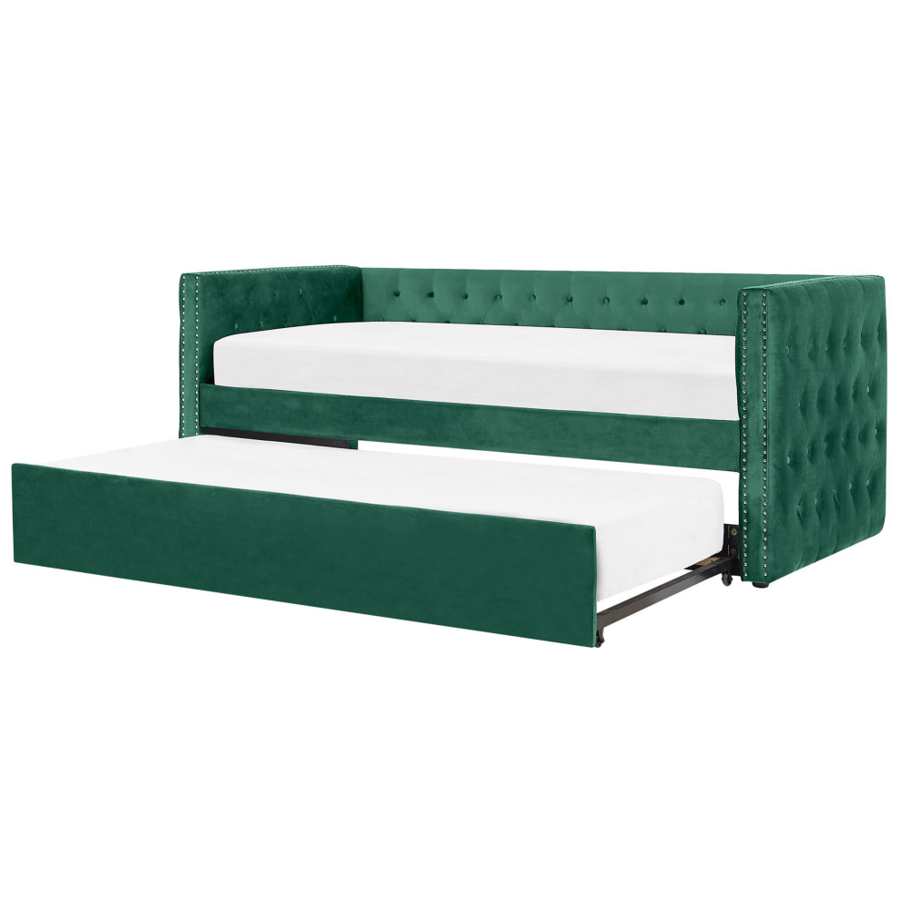Trundle Bed Velvet GASSIN 90 x 200 cm (EU Single) Emerald Green