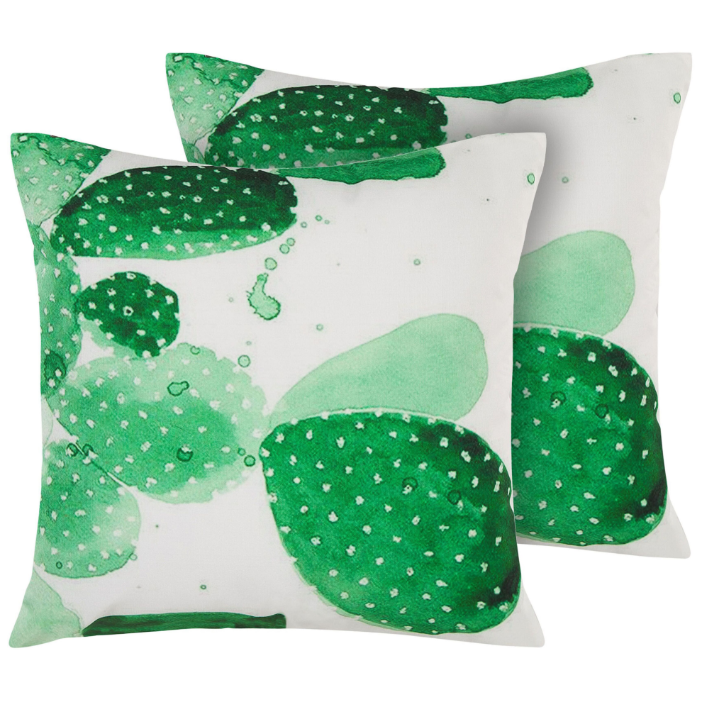 Set of 2 Outdoor Cushions OSTINA Plant Pattern 45 x 45 cm Green