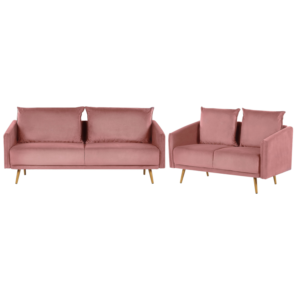 Living Room Set MAURA Velvet Pink 5 Seater