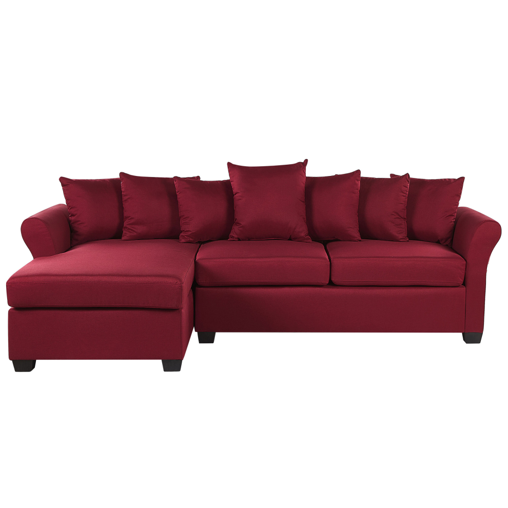 Corner Sofa VIKNA Fabric Dark Red 3 Seater Right Hand