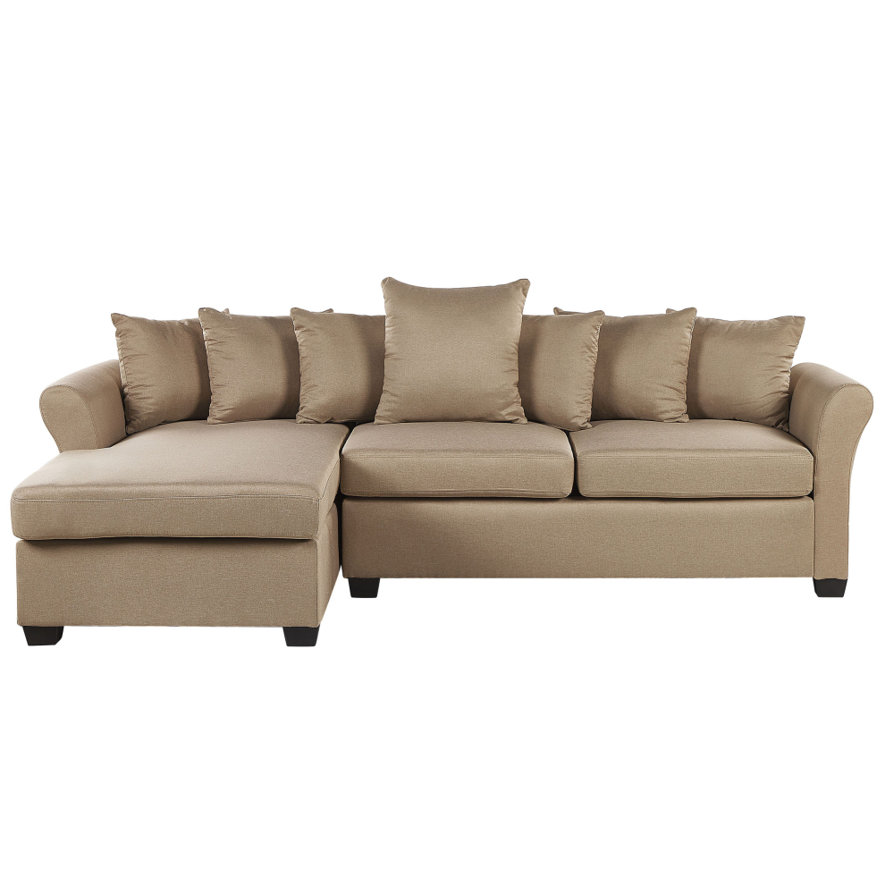 Corner Sofa 3 Seater VIKNA Fabric Beige Right Hand