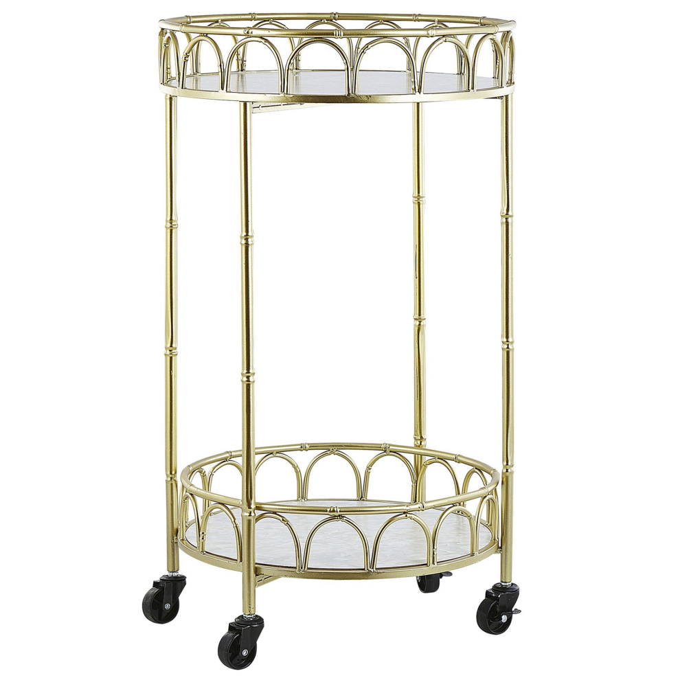 Kitchen Trolley SHAFTER Metal White Marble