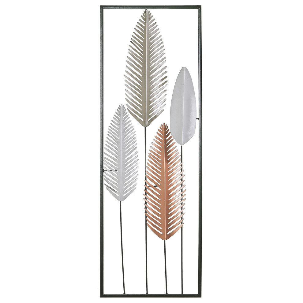 Wall Decor Leaf NIOBIUM Metal 90 cm Silver