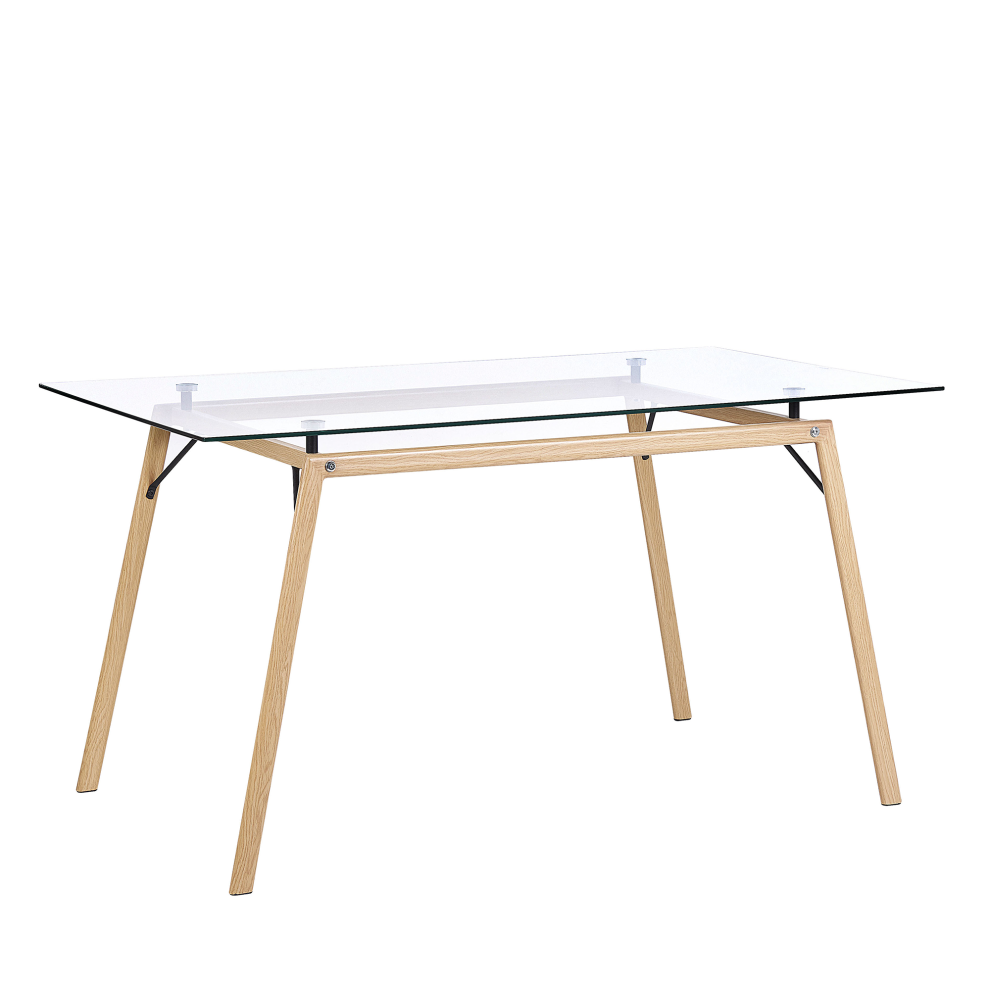 Dining Table KAMINA Light Brown 140 cm 80 cm Tempered Glass