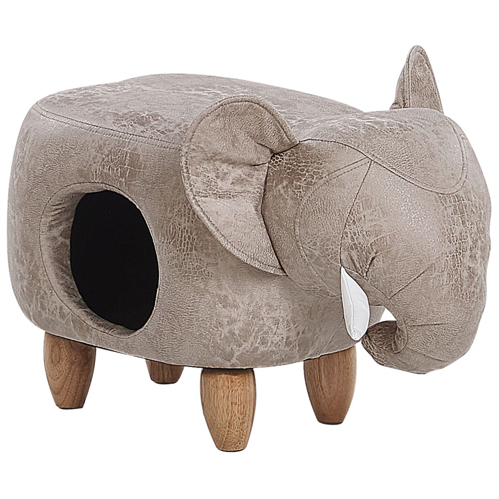 Faux Leather Storage Animal Stool Grey JUMBO
